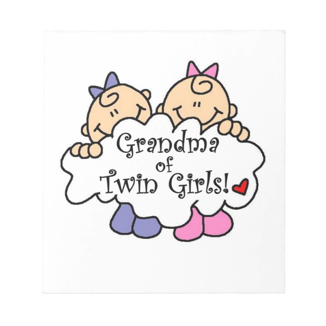 Grandma of Twin Girls Gifts Notepad (Front)