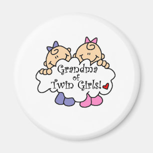 Grandma of Twin Girls Magnet