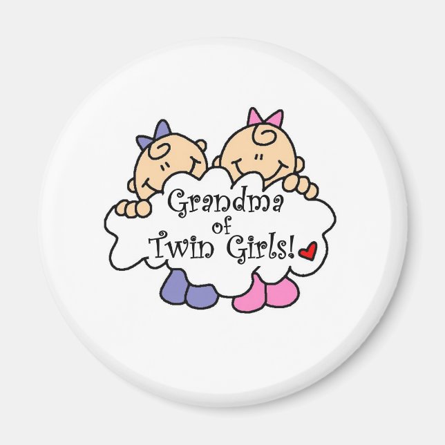 Grandma of Twin Girls Magnet (Front)