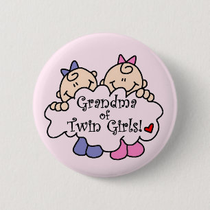 Grandma of Twin Girls Tshirts and Gifts 6 Cm Round Badge