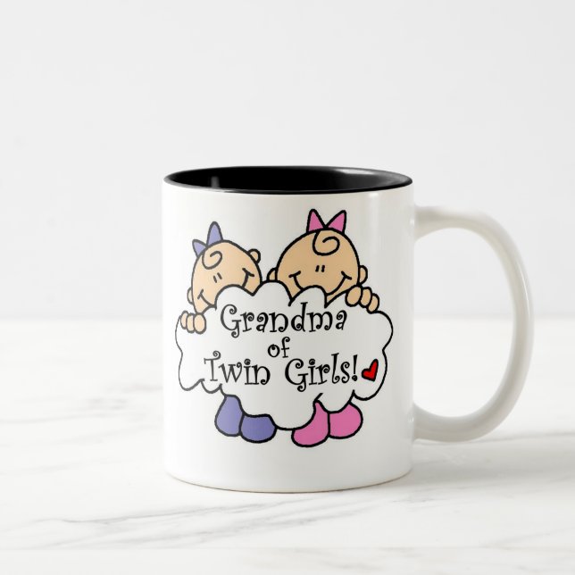 Grandma of Twin Girls Two-Tone Coffee Mug (Right)