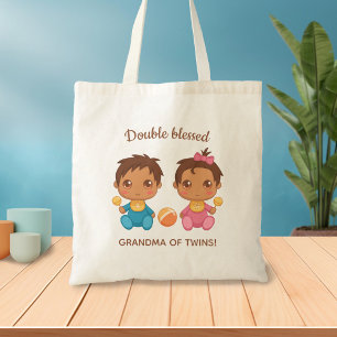 Grandma of Twins Baby Boy and Girl Tote Bag