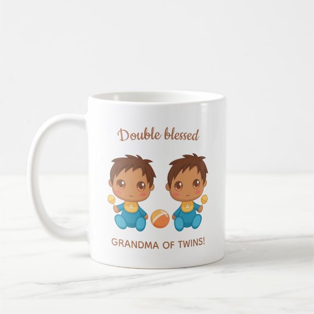 Grandma of Twins Baby Boys Coffee Mug (Left)