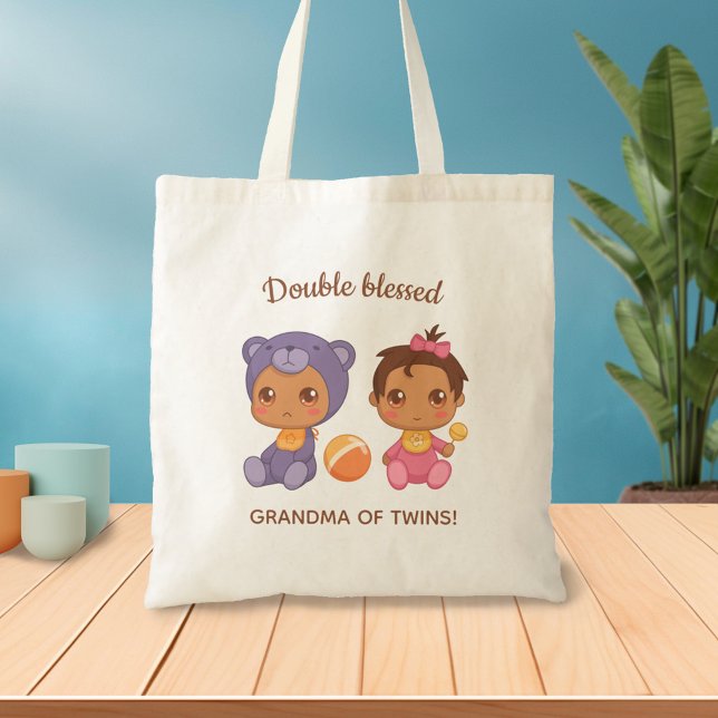 Grandma of Twins Baby Girl Purple Bear Jumpsuit Tote Bag (Creator Uploaded)
