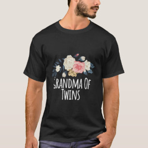 Grandma Of Twins Funny Mum Gift Floral T-Shirt