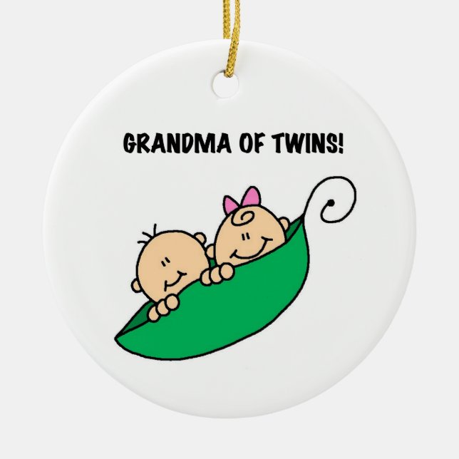 Grandma of Twins Gifts Ceramic Ornament (Front)