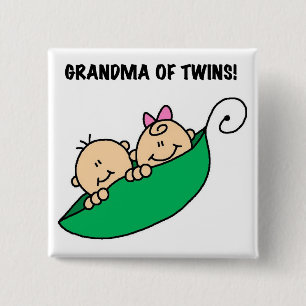 Grandma of Twins Peas in a Pod Tshirts and Gifts 15 Cm Square Badge