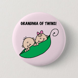 Grandma of Twins Peas in a Pod Tshirts and Gifts 6 Cm Round Badge