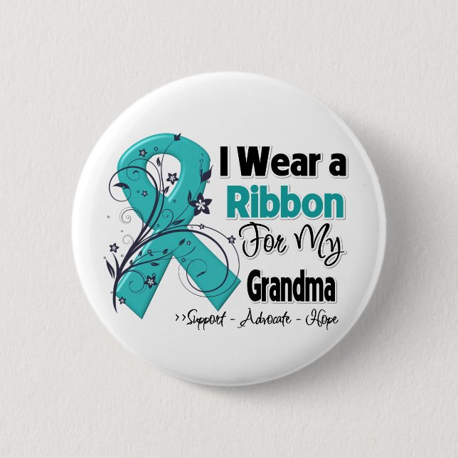 Grandma - Ovarian Cancer Ribbon 6 Cm Round Badge (Front)