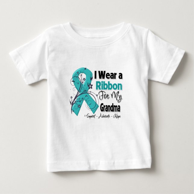 Grandma - Ovarian Cancer Ribbon Baby T-Shirt (Front)