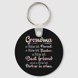 Grandma Parent Teacher Partner In Crime Funny Key Ring