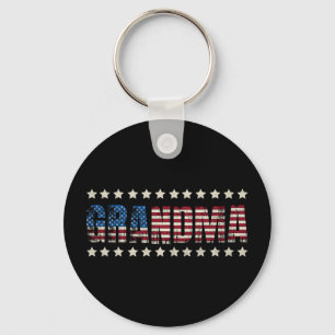 Grandma patriotic american flag 4th of july family key ring