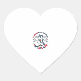 Grandma Patriotic Americorn Unicorn Shirt Design_1 Heart Sticker