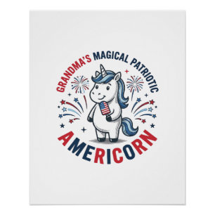 Grandma Patriotic Americorn Unicorn Shirt Design_1 Poster