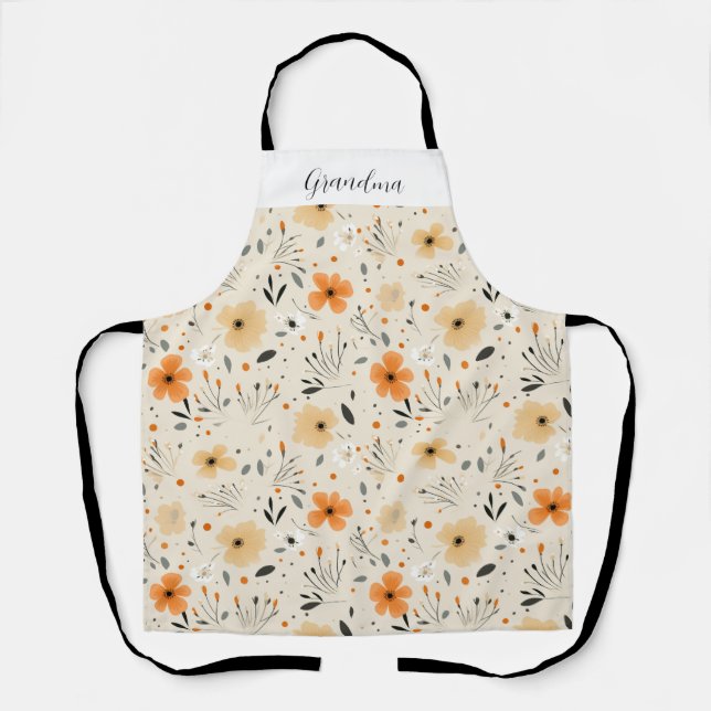 Grandma Peach Floral  Apron (Front)