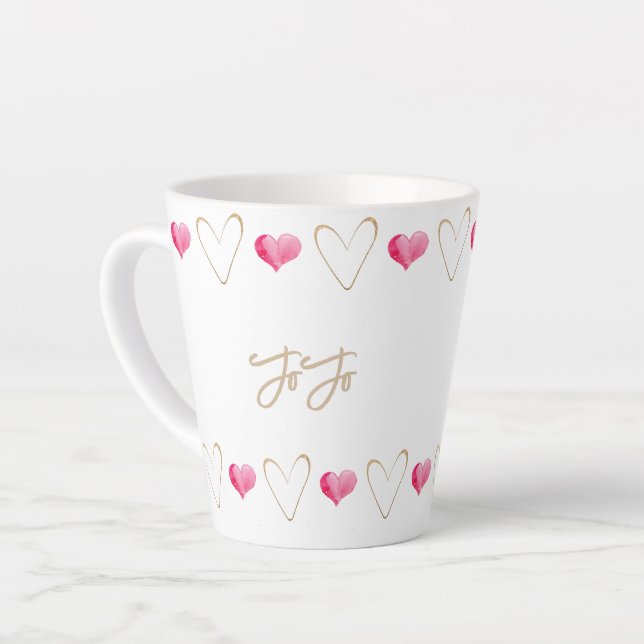 Grandma Personal Name Heart  Latte Mug (Left Angle)