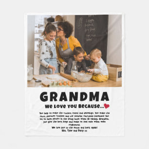 Grandma Personalised Photo Gift from Kids Fleece Blanket