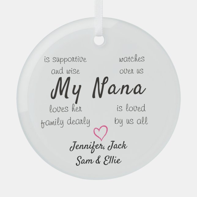 Grandma Personalized Glass Ornament (Front)