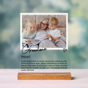 Grandma Photo and Personalised Noun Description Acrylic Sign