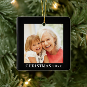 Grandma Photo Christmas Ceramic Ornament