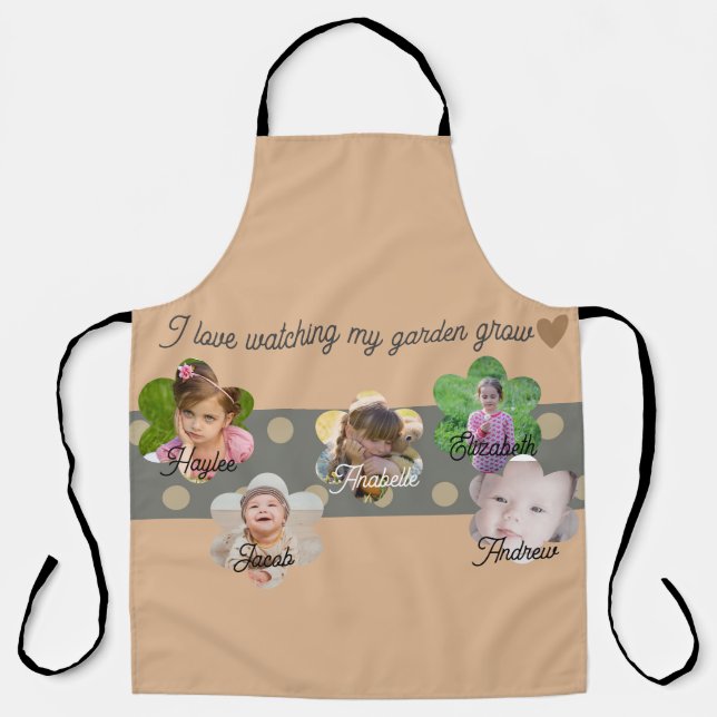 Grandma Photo Collage Apron Flower Garden (Front)