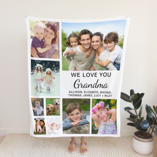 Grandma Photo Collage Fleece Blanket (Creator Uploaded)