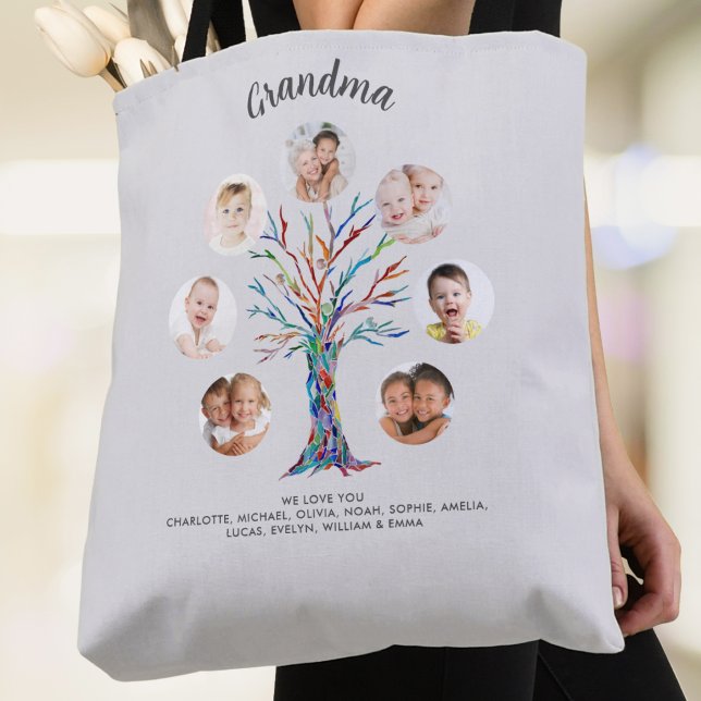 Grandma Photo Collage Grey Tote Bag (Creator Uploaded)