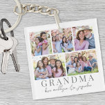 Grandma Photo Collage Key Ring<br><div class="desc">This simple and elegant boho-inspired keychain is a perfect way to celebrate Grandma. The design features a space for five photos, with "Grandma" displayed underneath in a classic serif font. In soft script, there's room to add "Love, the Kids' Names" or just the names, or even a second line of...</div>