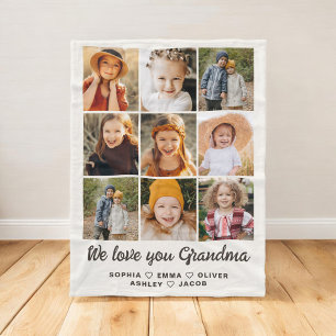 Grandma Photo Collage Modern Heart Fleece Blanket