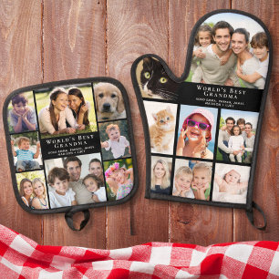 Grandma Photo Collage Oven Mitt & Pot Holder Set