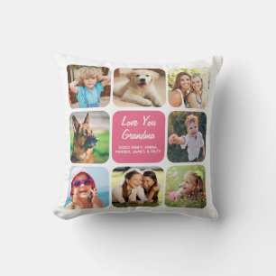 Grandma Photo Collage Pink Cushion