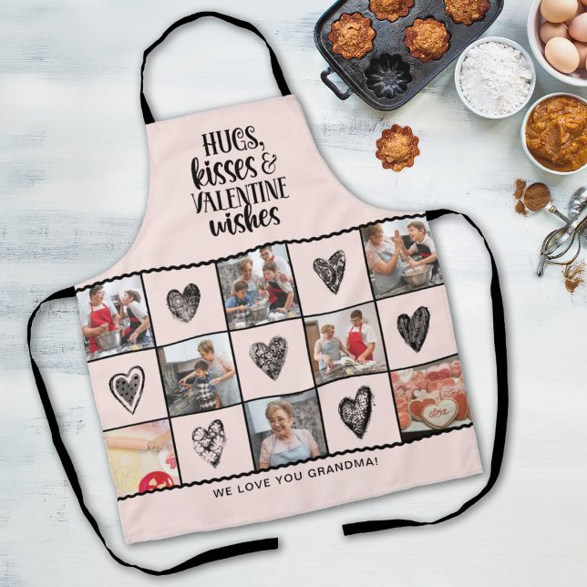 Grandma Photo Collage Valentine Apron (Add your own photos to this apron for a cute valentines gift for Grandma!)