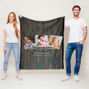 Grandma Photo Gift Grandpa Grandkids Collage Fleece Blanket