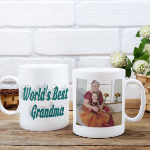 Grandma photo green typography  coffee mug