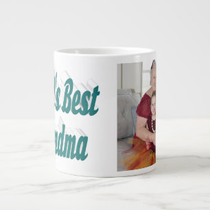 Grandma photo green typography Mothers Day Large Coffee Mug