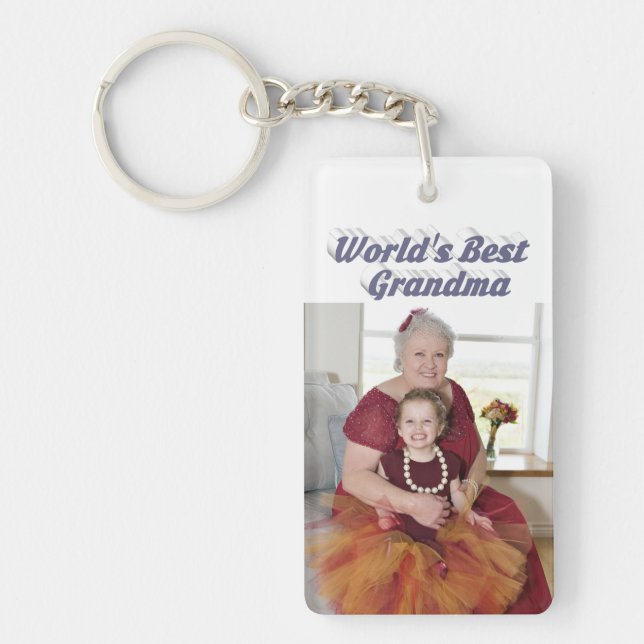 Grandma Photo grey text Mothers Day Key Ring (Front)