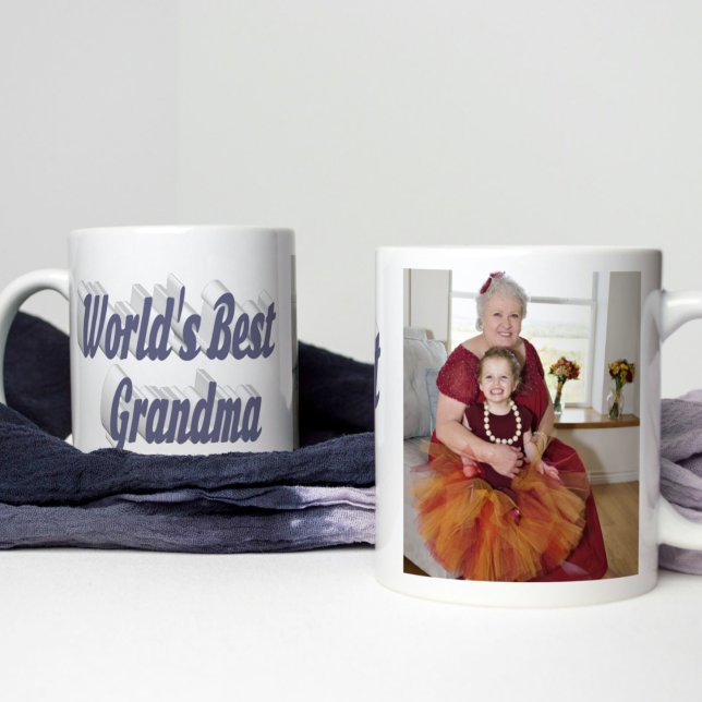 Grandma photo grey typography  coffee mug (Creator Uploaded)