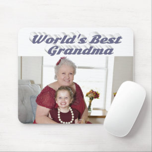 Grandma Photo grey typography Mouse Pad