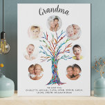 Grandma Photo Keepsake Faux Canvas Print<br><div class="desc">This modern and stylish Grandma canvas print is decorated with a colourful mosaic family tree.
Easily customisable with a selection of seven photos and the grandchildren's names.
Makes a perfect gift for your Grandma.
Original Mosaic © Michele Davies.</div>