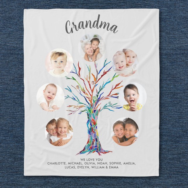 Grandma Photo Keepsake Grey Fleece Blanket (Creator Uploaded)
