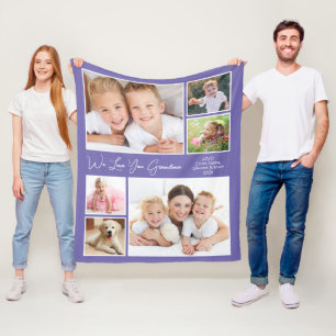 Grandma Photo Purple Fleece Blanket