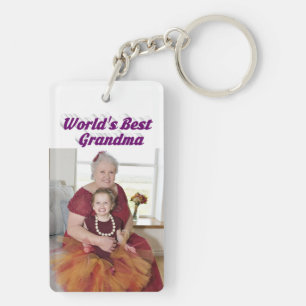 Grandma Photo purple text Mothers Day Key Ring
