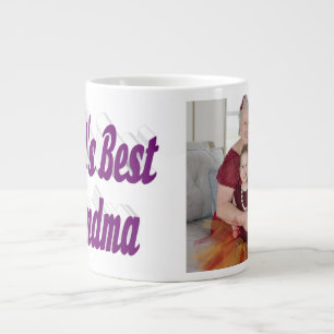 Grandma photo purple typography large coffee mug