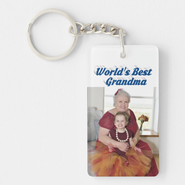 Grandma Photo sea blue text   Key Ring (Front)