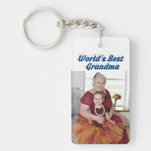 Grandma Photo sea blue text Mothers Day Key Ring