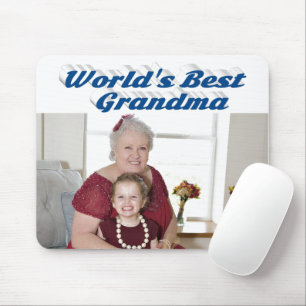 Grandma Photo sea blue typography  Mouse Pad