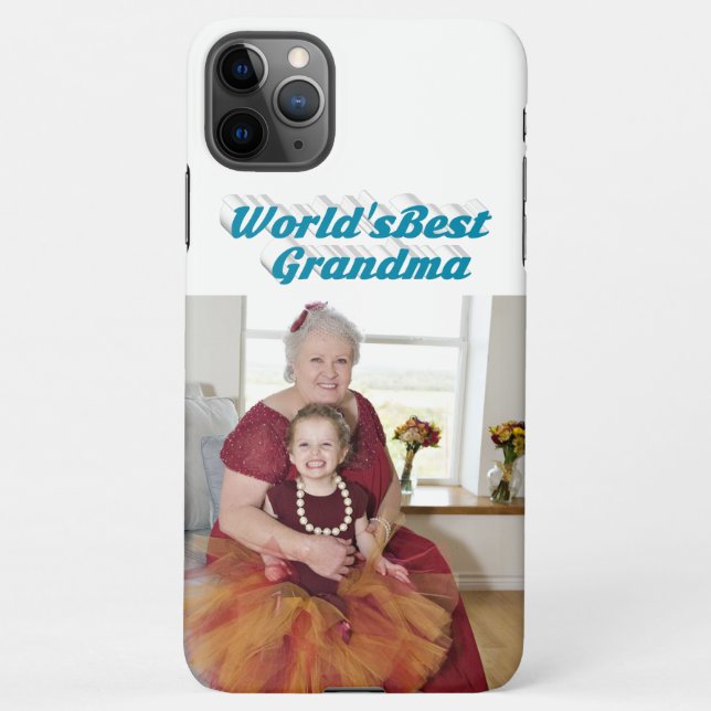 Grandma Photo sky blue typography Mothers Day iPhone Case (Back)