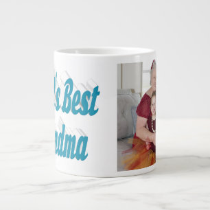 Grandma photo sky blue typography Mothers Day Large Coffee Mug