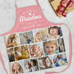 Grandma Pink Apron with 13 Photo Collage<br><div class="desc">Create a truly special gift with this personalised grandma apron, featuring a beautiful 13-photo collage template that showcases treasured memories with her grandchildren. Set against a soft pretty pink background, this design is both sweet and heartwarming. The apron includes the loving title “We Love You Grandma”, along with space to...</div>