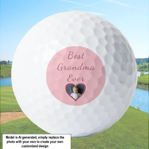 Grandma Pink Hearts Grandchildren Custom Photo Golf Balls